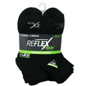 Wholesale - 15pk REFLEX BLACK MEN CUSHION QTR SOCKS SIZE 10-13, UPC: 194587535380